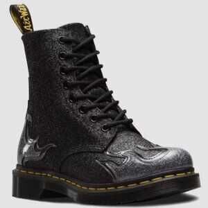 Dr Martens Black/Silver 1460 Pascal Flame, US women's 9